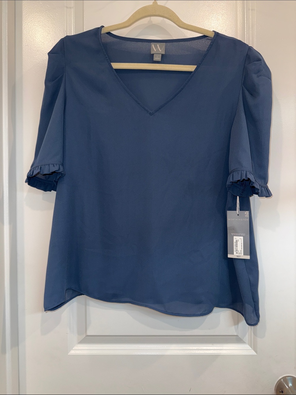 Women’s V-Neck Puff Sleeve Top workwear professional blouse fall